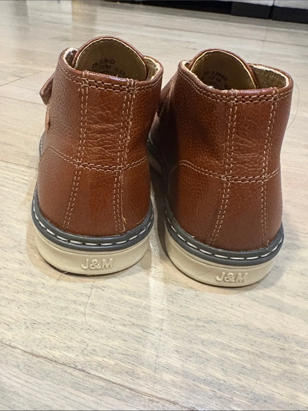 Johnston & Murphy Kids Brown Leather Hook-and-Loop Dress Shoes